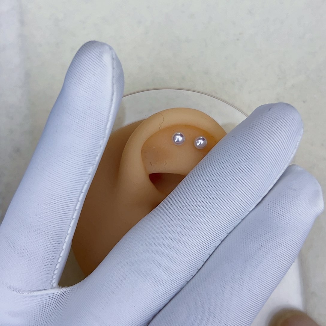 海水珍珠海水akoya天女耳钉3-4mm银S925镶嵌