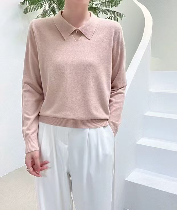 427 娃娃领春季新款气质毛衣宽松百搭纯色套头长袖修身显瘦洋气