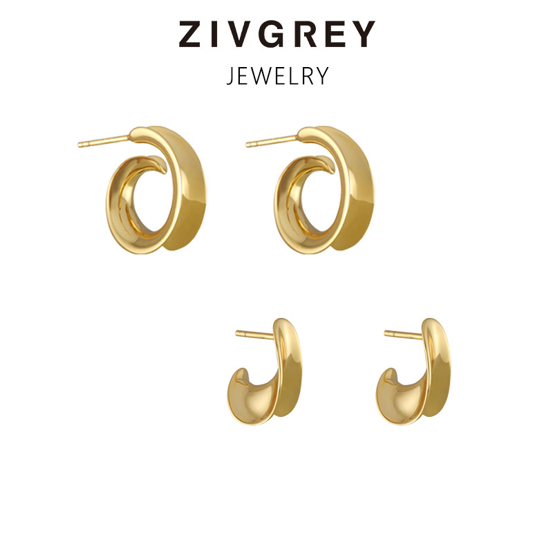 ZIVGREY 925银耳饰 极简风不规则扭曲耳环轻奢小众设计时尚耳环