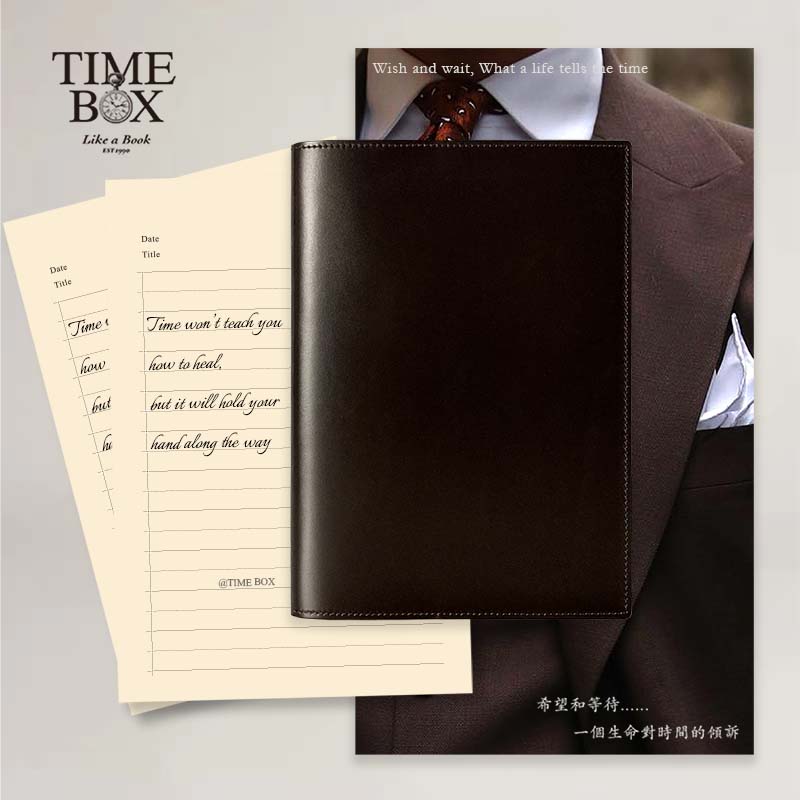 【爪迹PawScript】TIMEBOX 意大利光面-牛皮-书衣式-A6笔记本