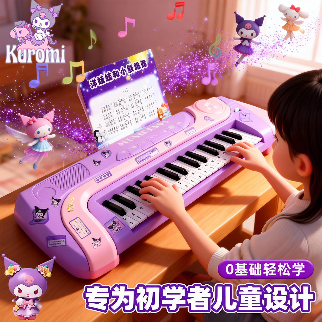 库洛米儿童玩具钢琴初学者专用乐器女孩子多功能3电子琴生日礼物6