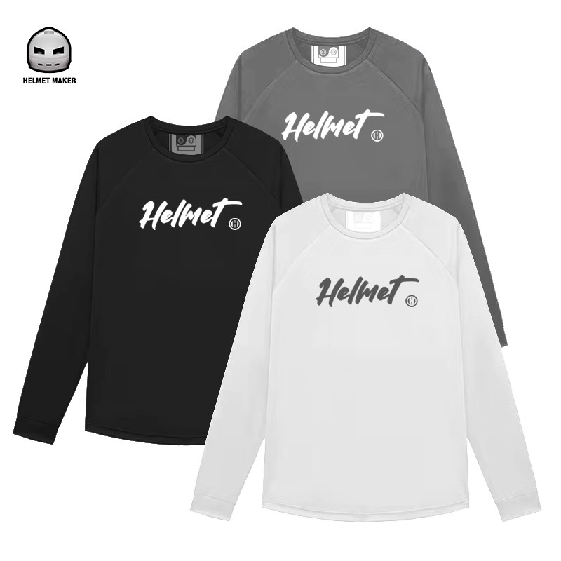 helmet头盔哥新品运动休闲排汗薄款速干长袖T恤圆领健身投篮球服