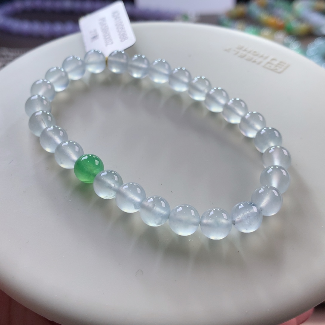 翡翠手链未镶嵌翡翠高冰白月光卡6+