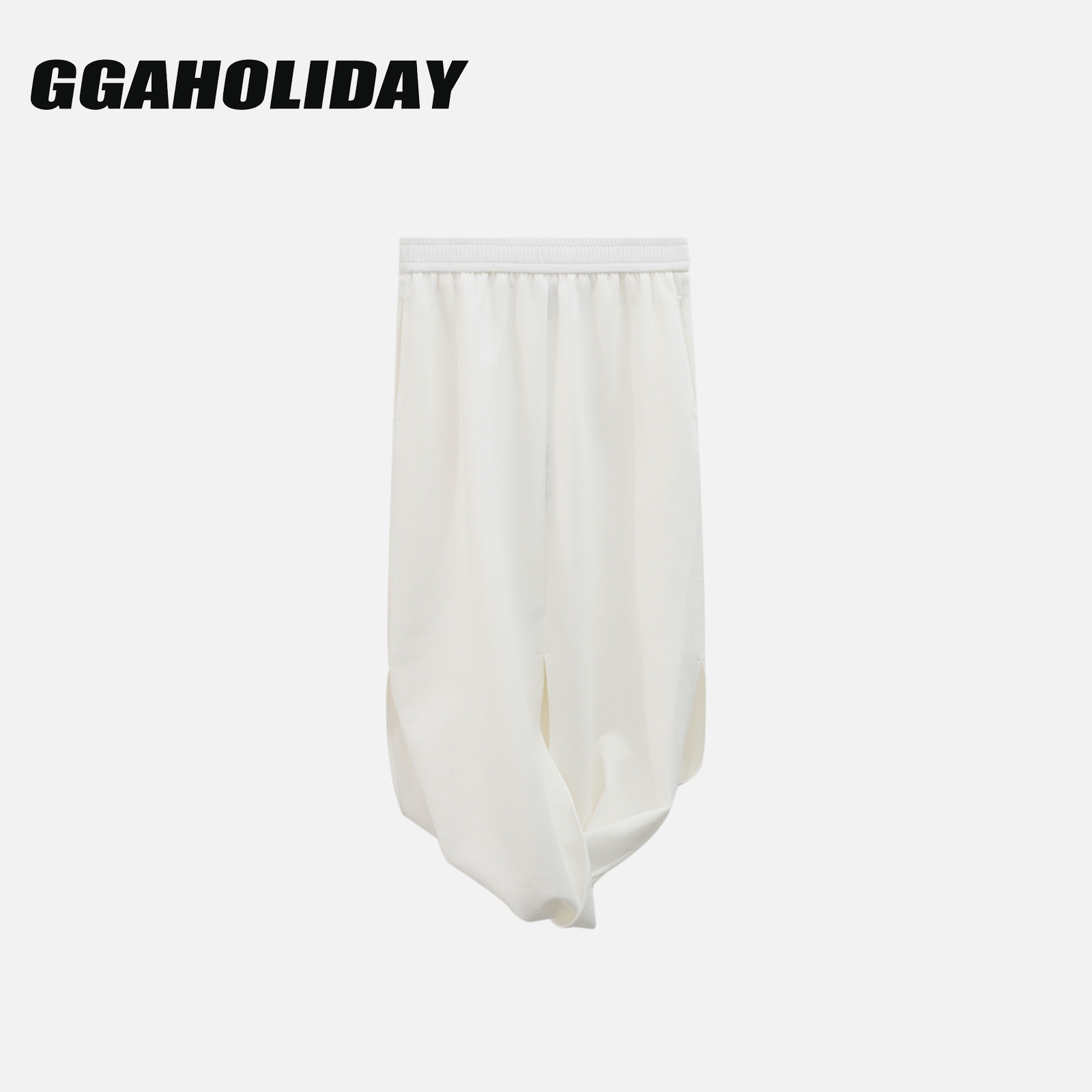 【上新】GGAHOLIDAY宽松简约舒适白色百搭女士不规则半身裙-153094