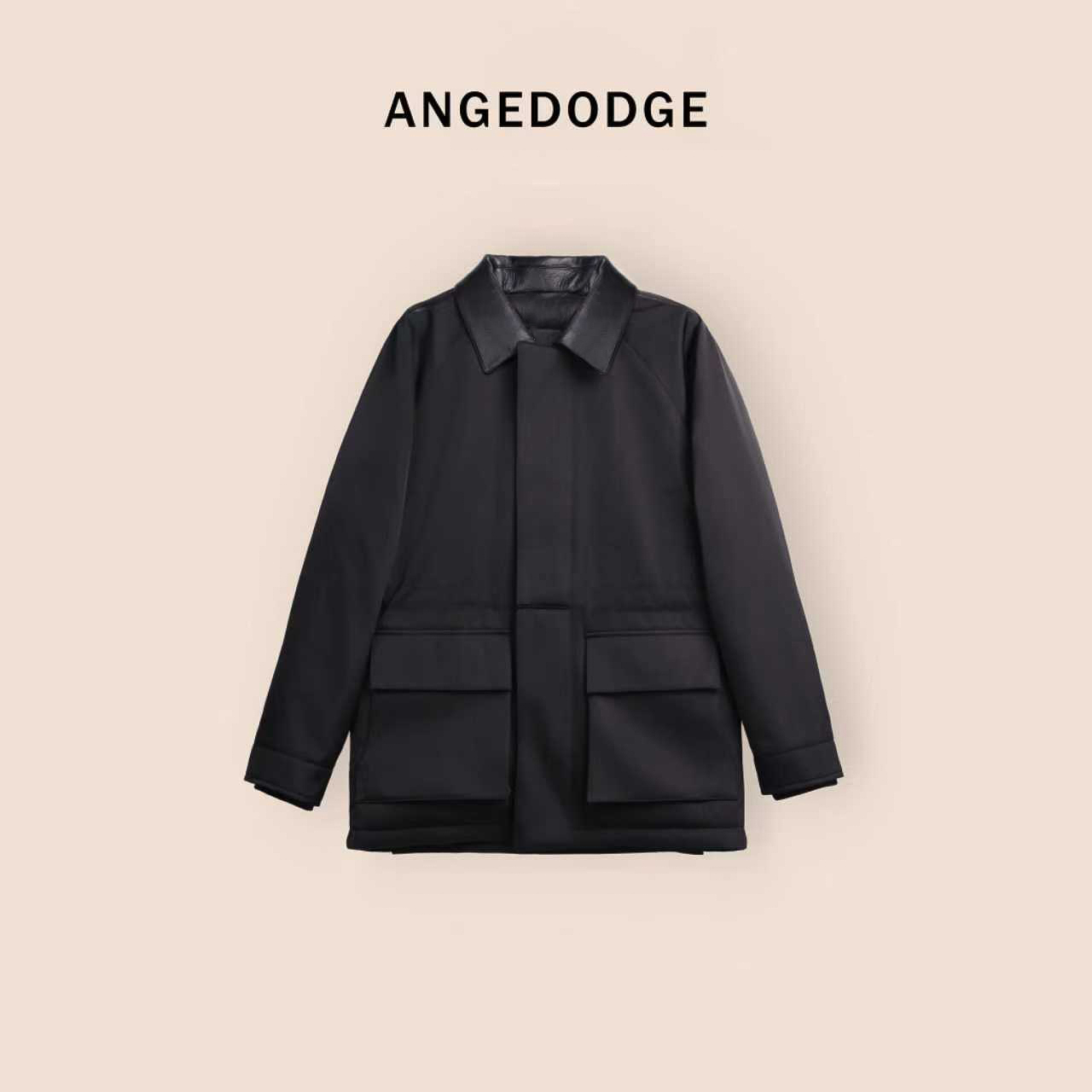 【YN-3532】秋冬商务通勤拼皮鹅绒中长款羽绒服