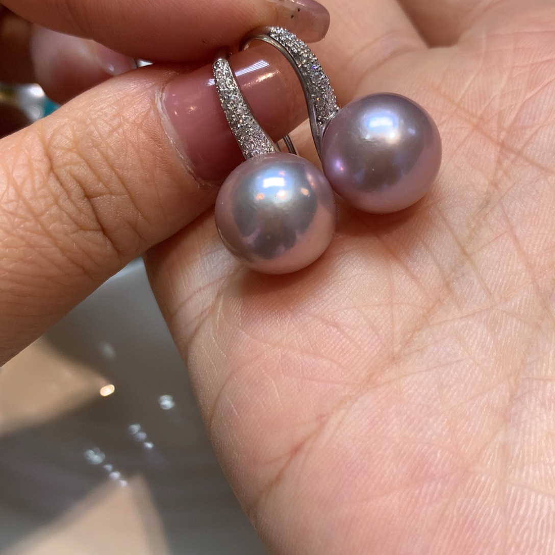淡水珍珠耳饰银S925镶嵌