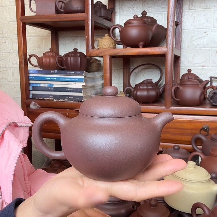 紫砂茶壶圆壶350cc天青精工半手工