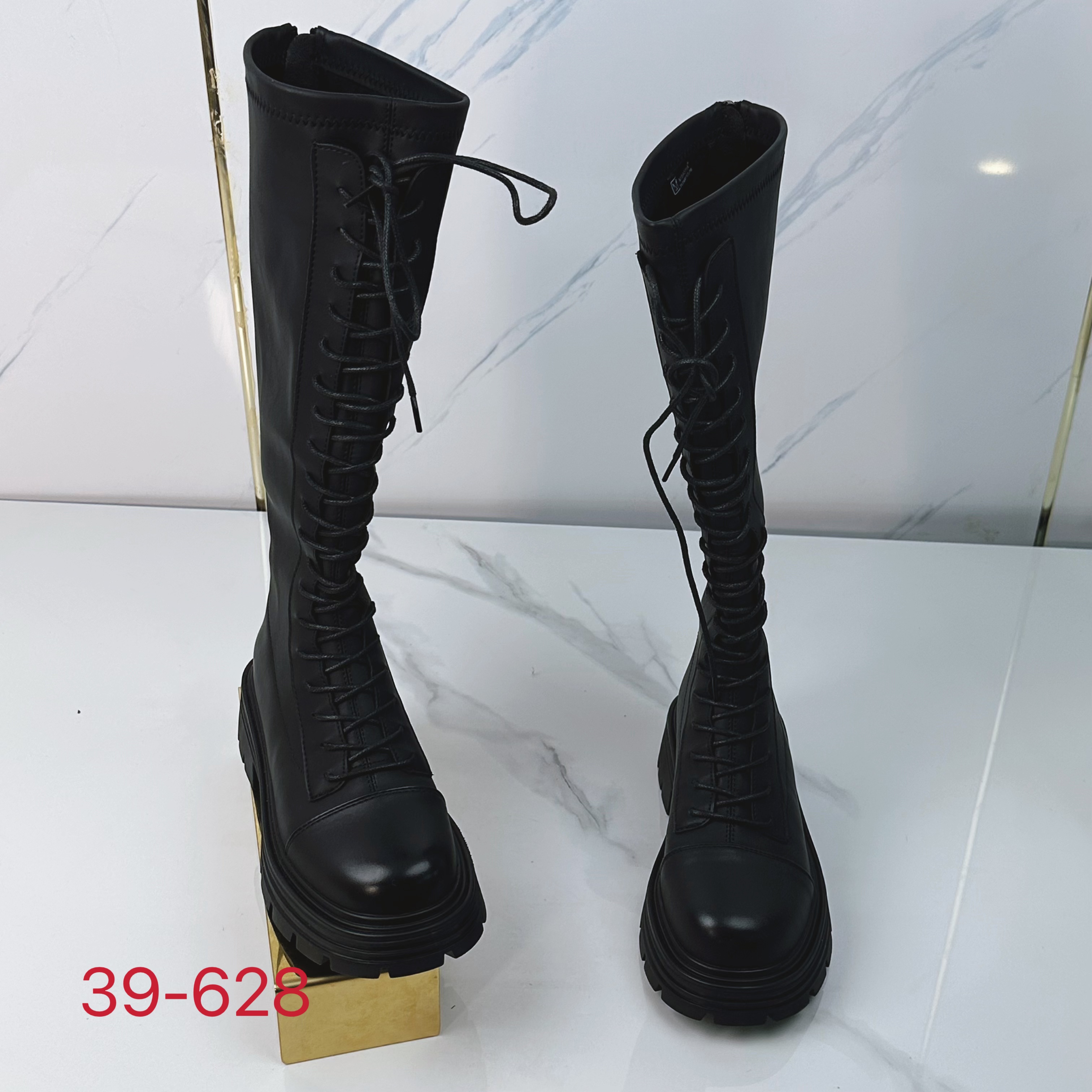 39-628精品女靴长筒弹力靴平底显瘦百搭韩版绑带靴子西藏新疆包邮