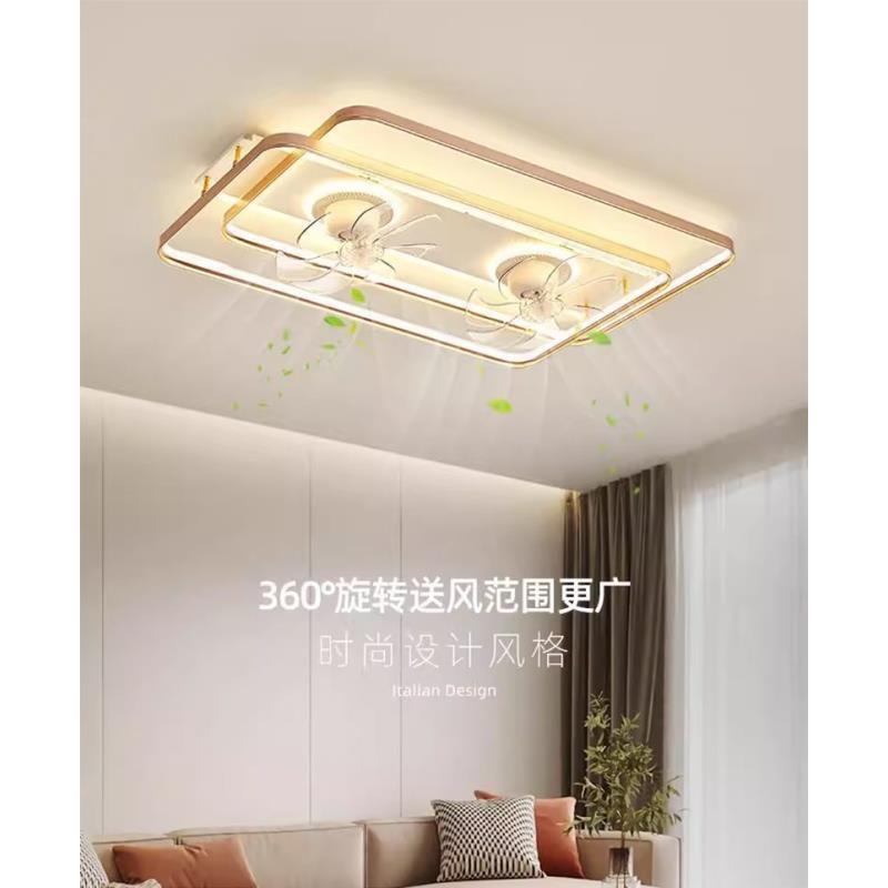 风扇灯一体客厅超薄轻奢北欧2025新款简约长方形中山灯具