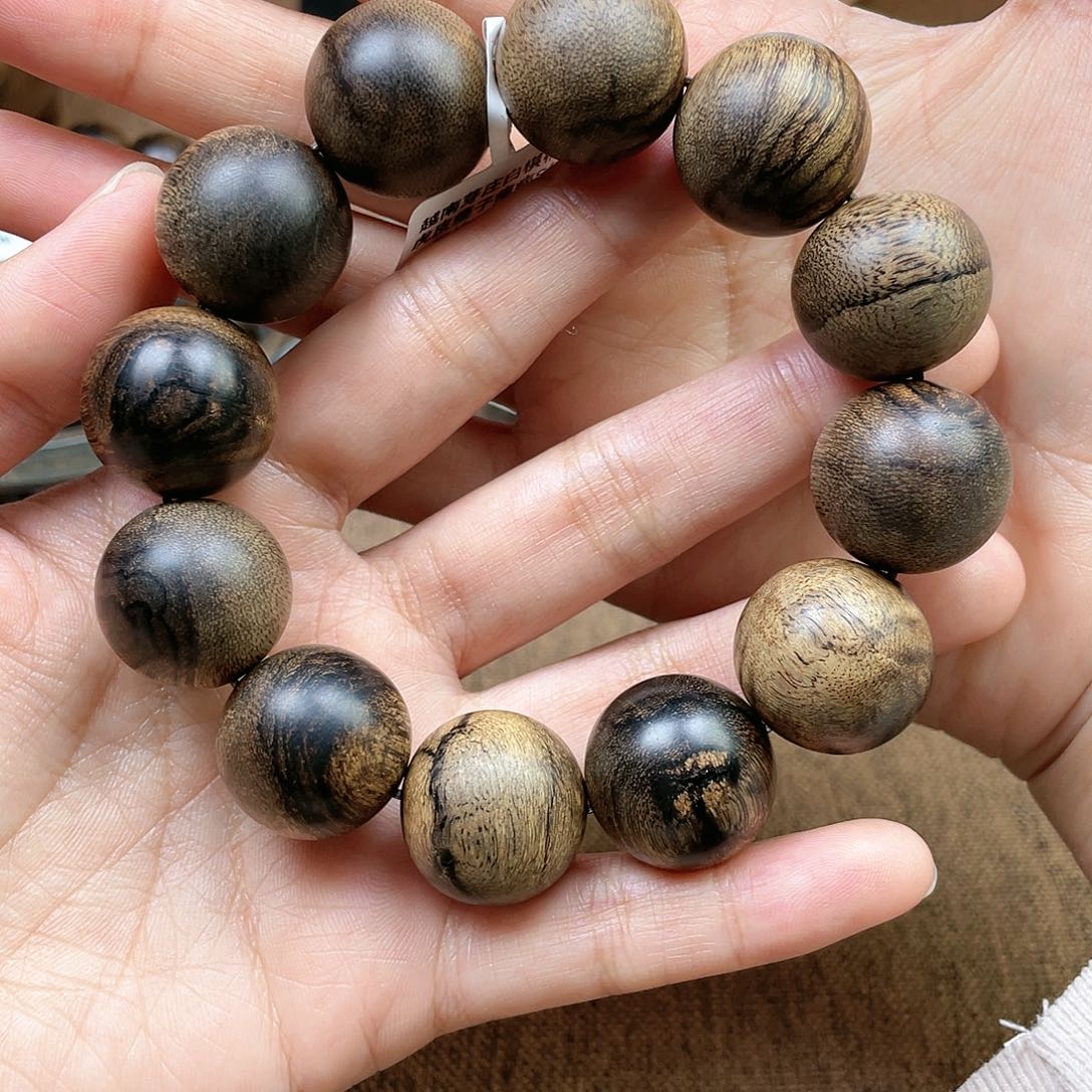 沉香手串红越南芽庄白奇楠雷击虎皮瘿子瘤疤S级2.0