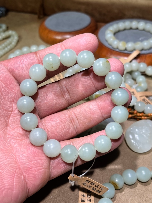 和田玉圆珠12mm高清白简约