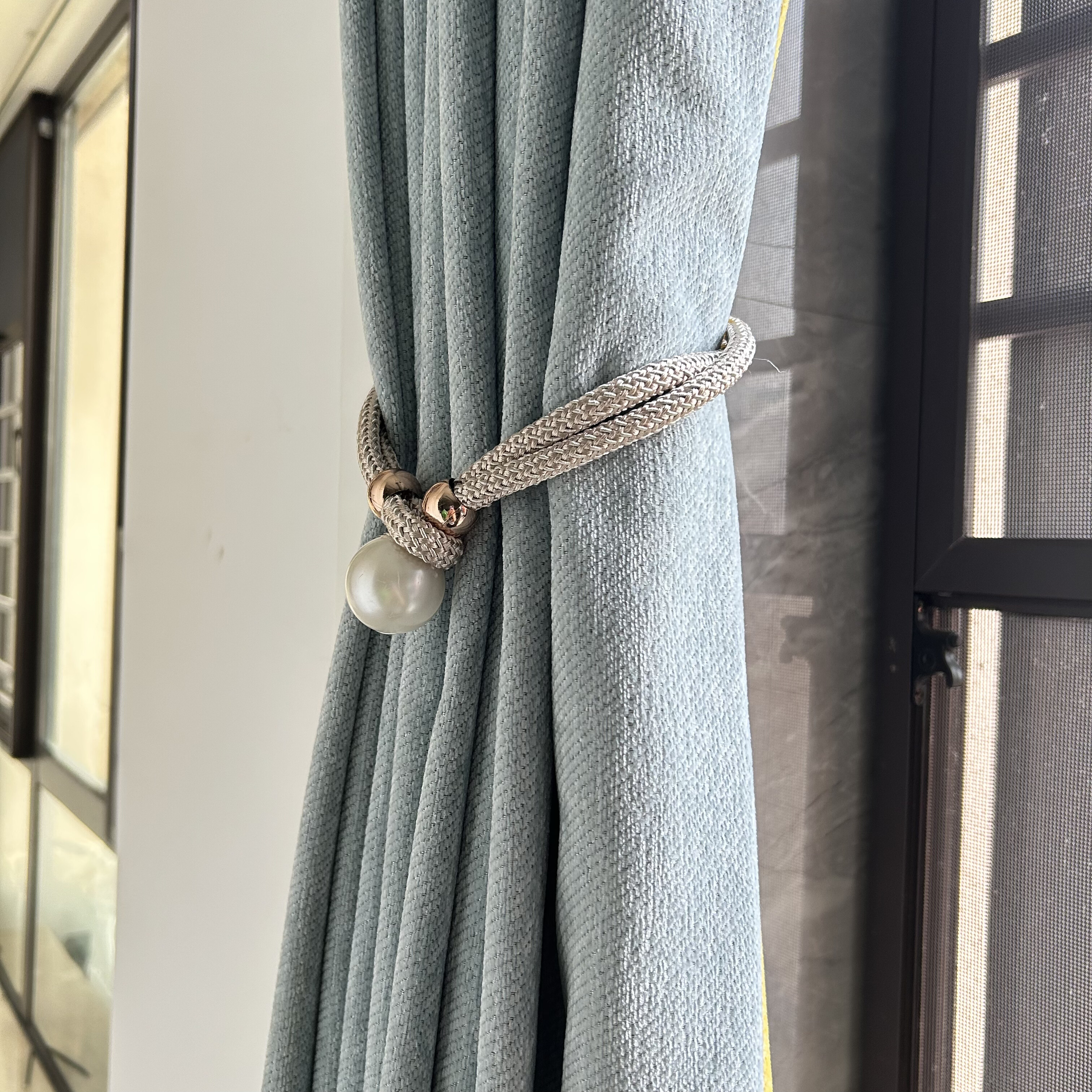 小谢窗饰 简约大珍珠绑带可调节束带夜明珠扎带窗帘百搭
