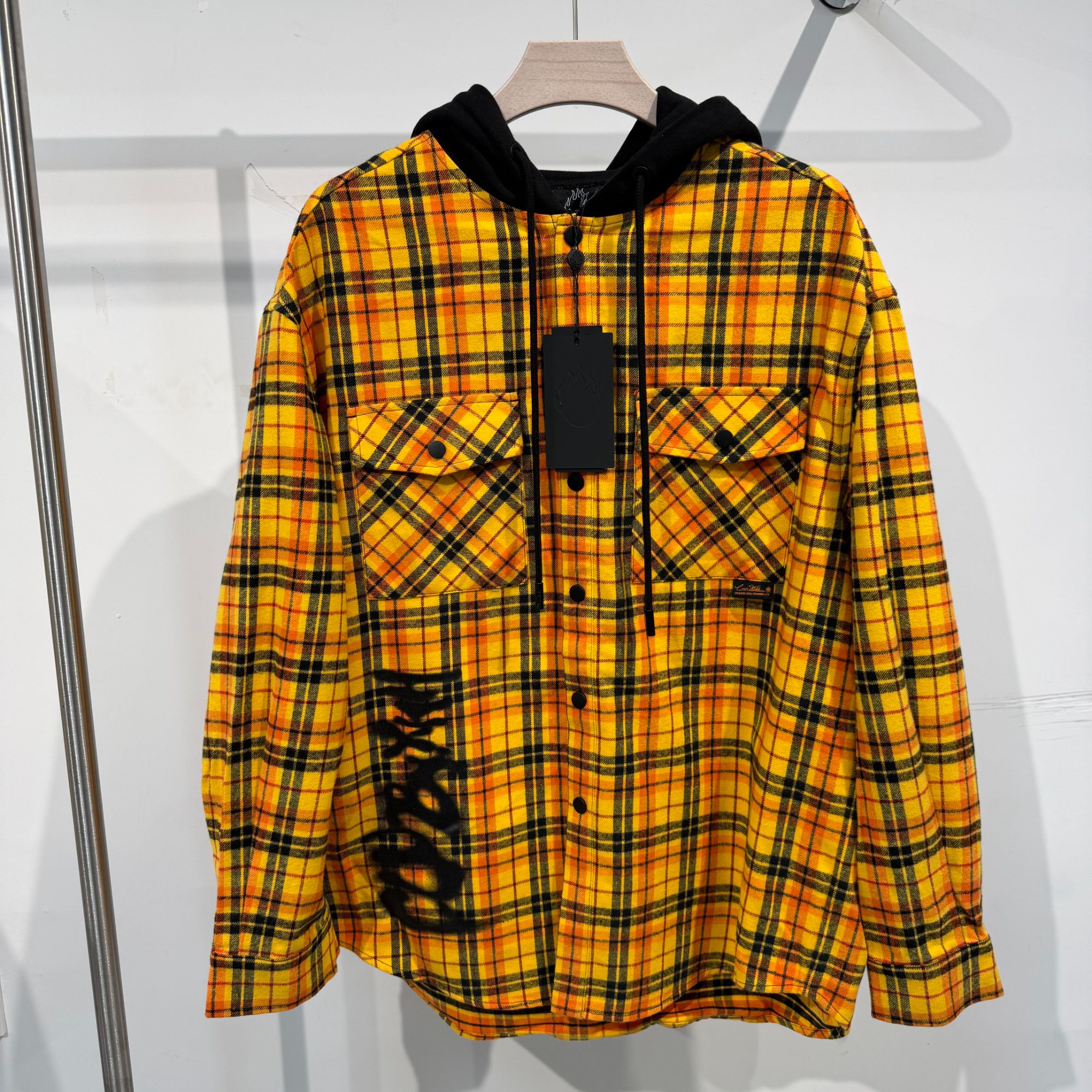 春秋男女同款格纹连帽长袖衬衫QZDB1CS5054