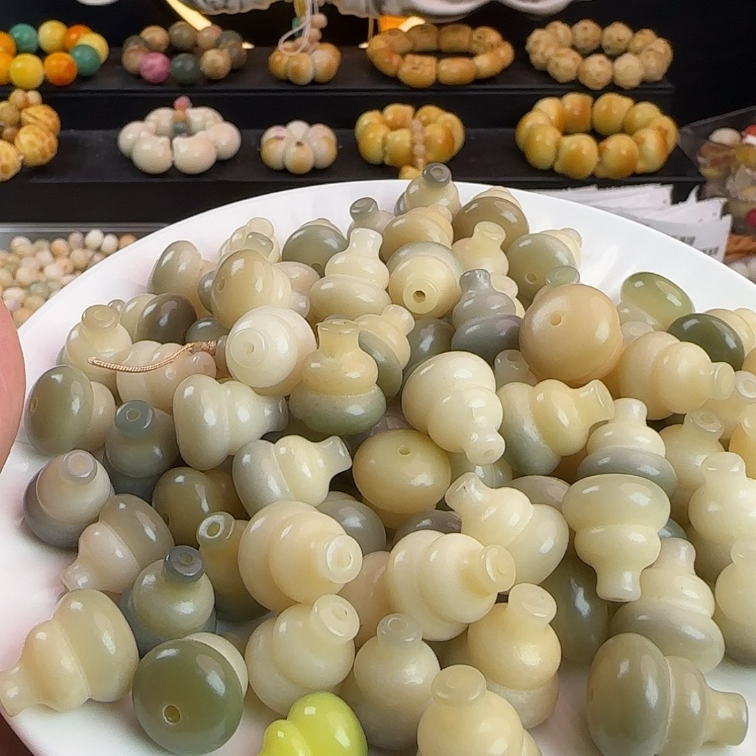 手串菩提根/象牙果瑕疵卡17/18绿飘花葫芦30颗不挑瑕