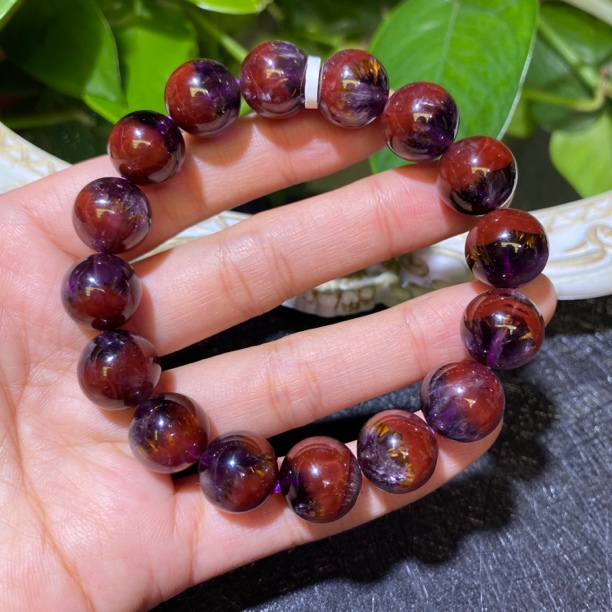 极光二三单圈聚宝盆三色13mm左右水晶手串