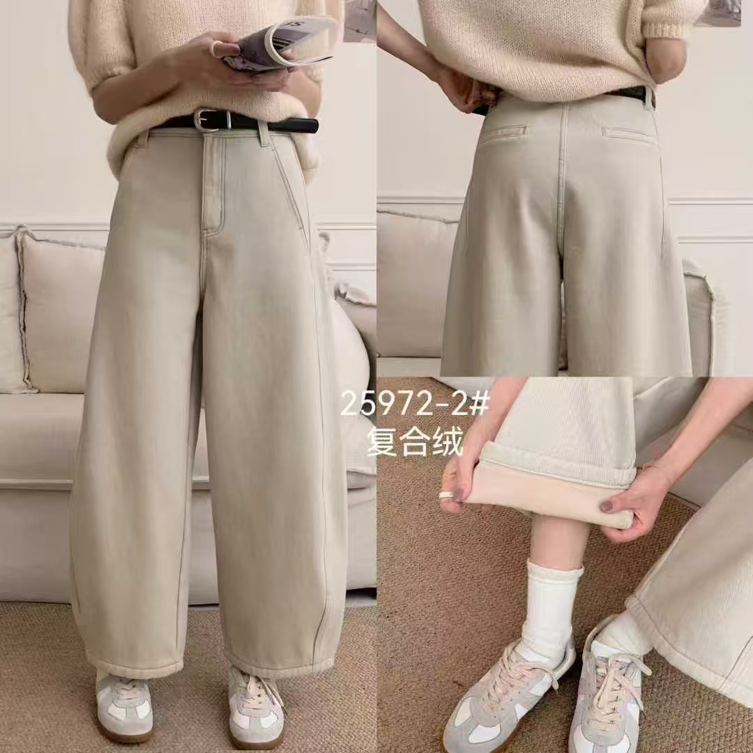 【芸姐】967-2欧货冬季加绒加厚高腰显瘦气球裤牛仔裤
