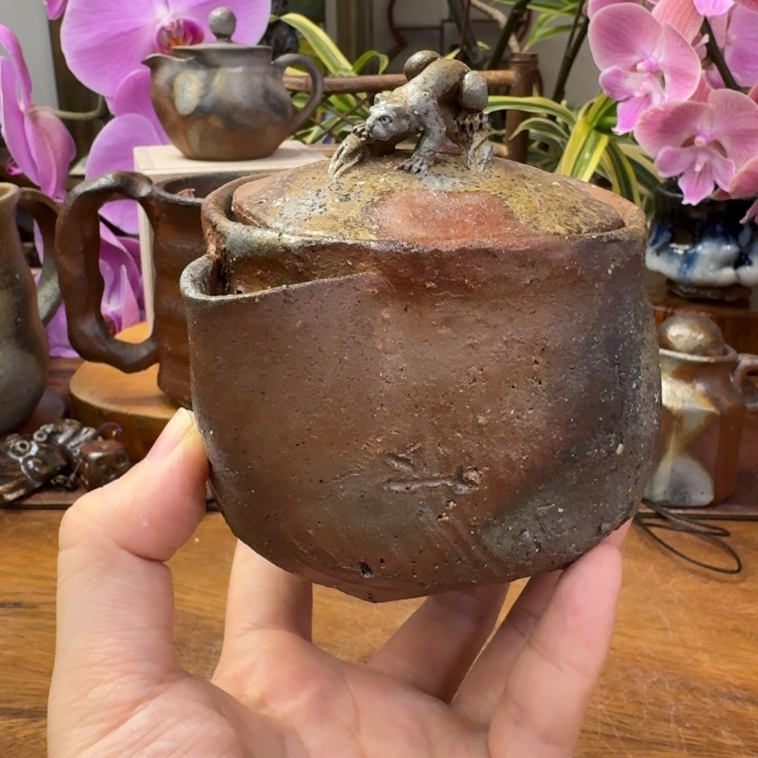 末石泰节备前烧豹摘方口宝瓶福利一口价