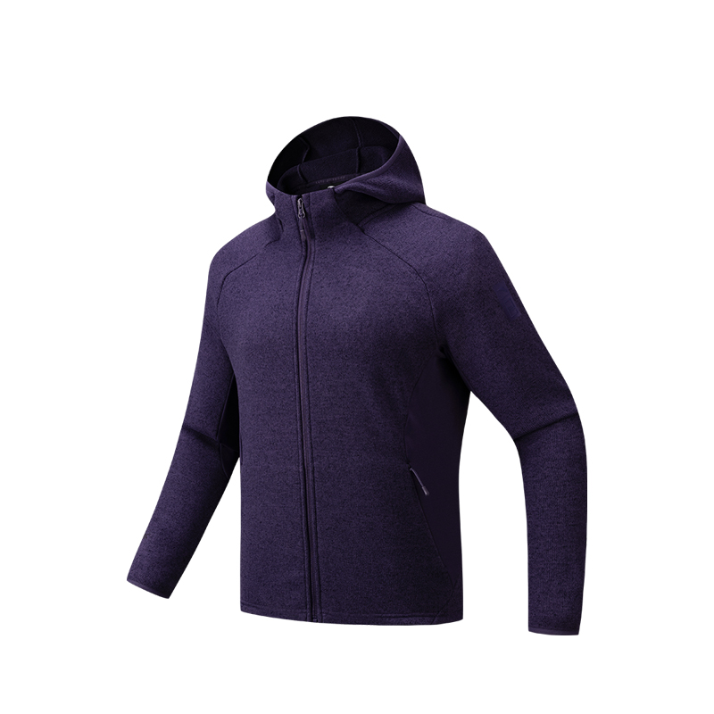 【P绒】安踏国家地理polartec抓绒保暖连帽外套冬季新款男款夹克