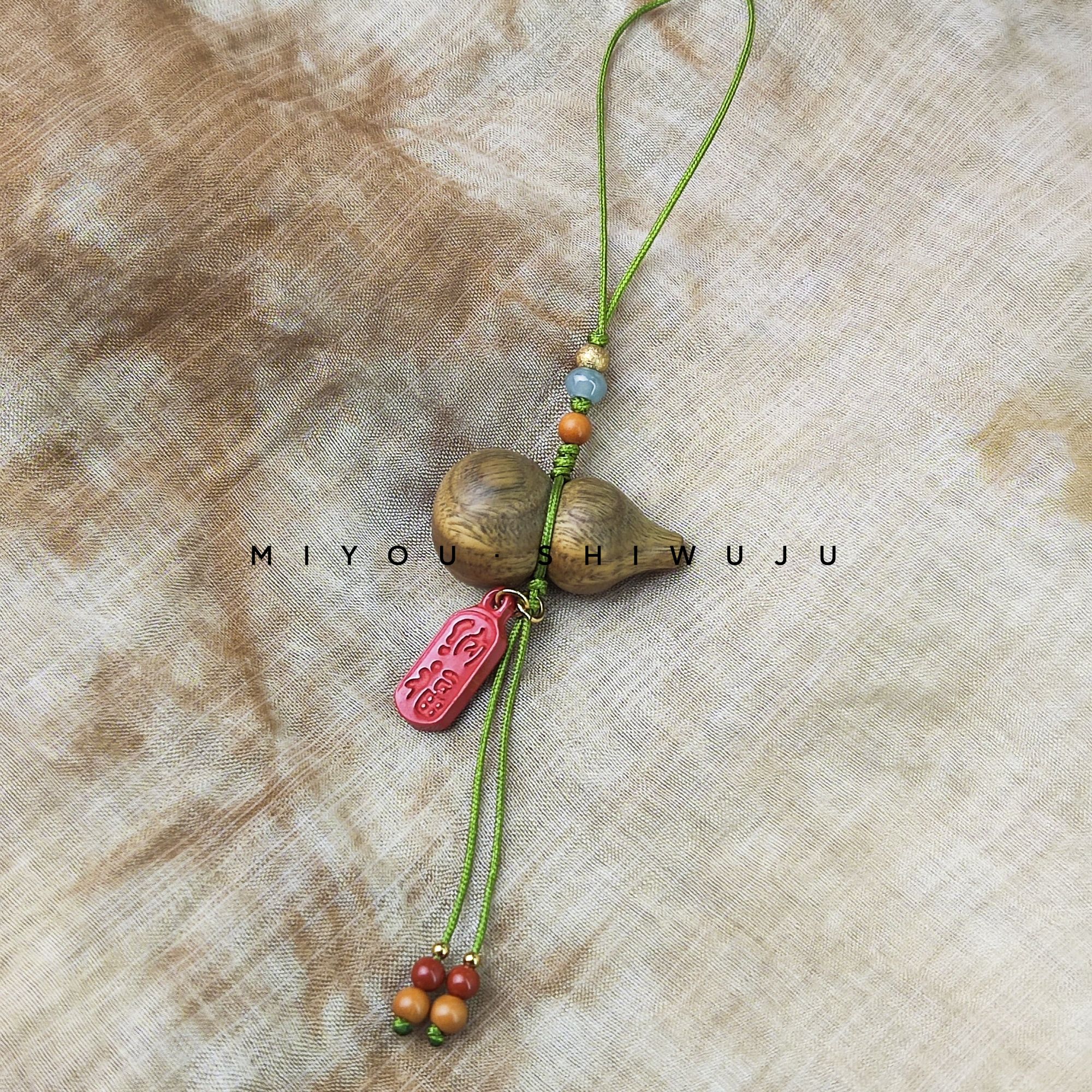 绿檀葫芦原创设计编绳木质复古编织小众手工