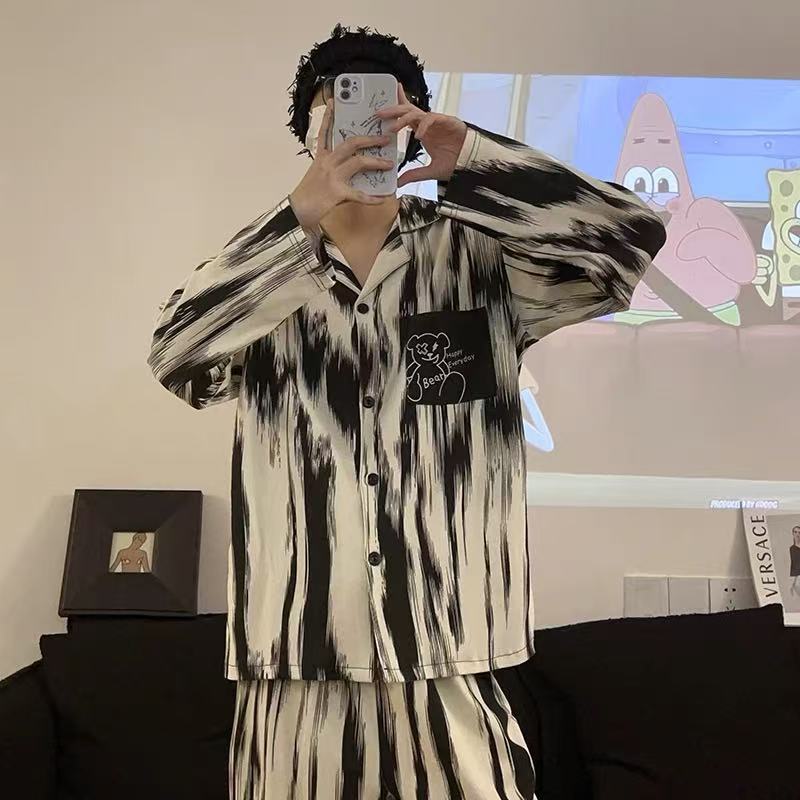 【600-650】高品质睡衣家居服长袖秋冬男款新款情侣睡衣可外穿休闲