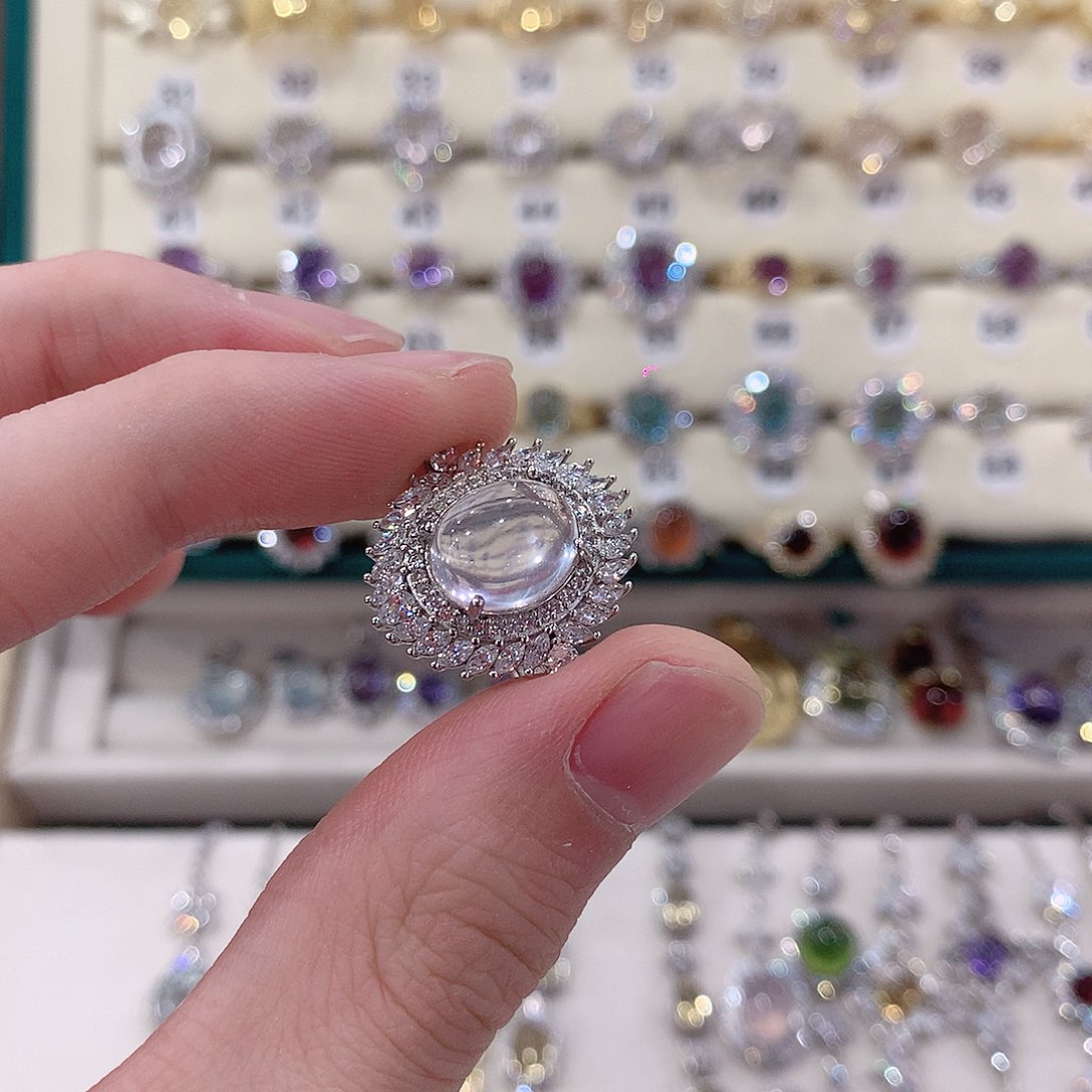 芙蓉石戒指银S925镶嵌似**年