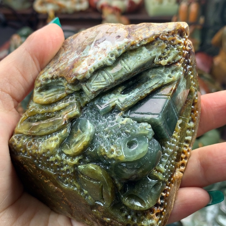 岫岩河磨玉（透闪石质玉）手把未镶嵌