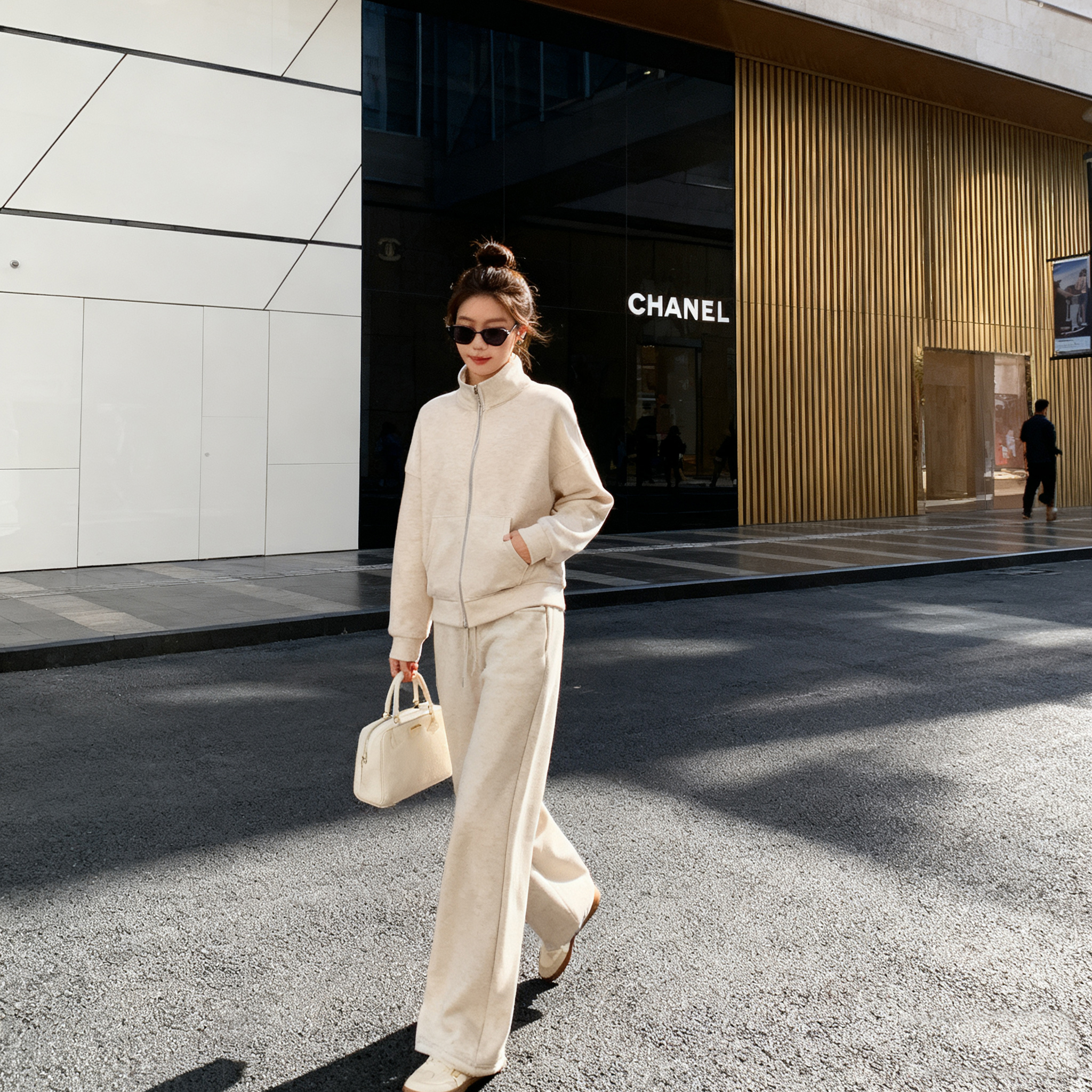 设计师套装2025冬新款老钱风羊毛醋酸加绒显瘦慵懒套装JY622A/ZK