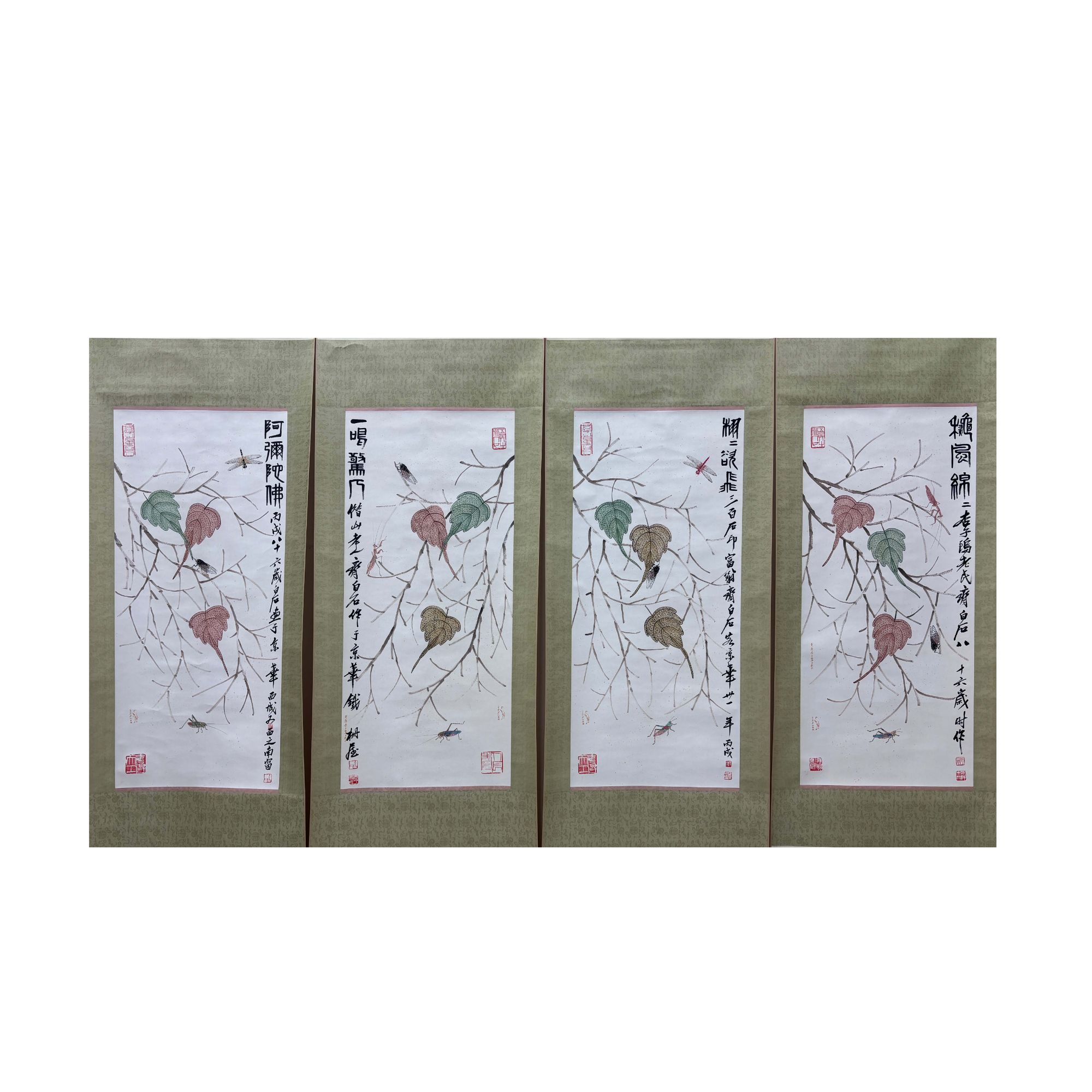 齐白石《草虫四条屏》LBT6-108—44X97X4