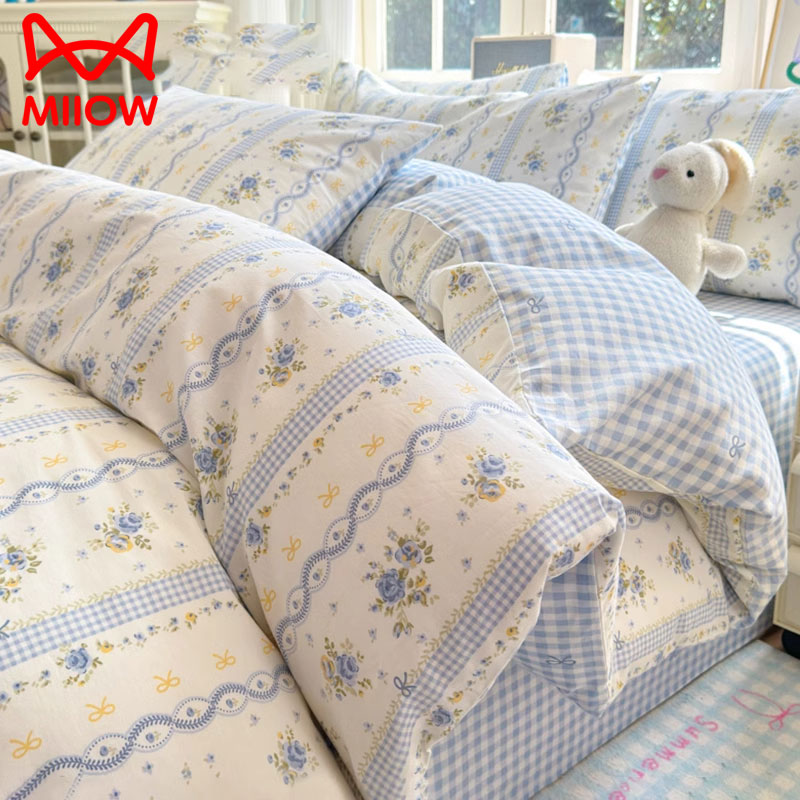 2025新款小碎花全棉床上四件套100纯棉被套床单床笠款床品三件套4