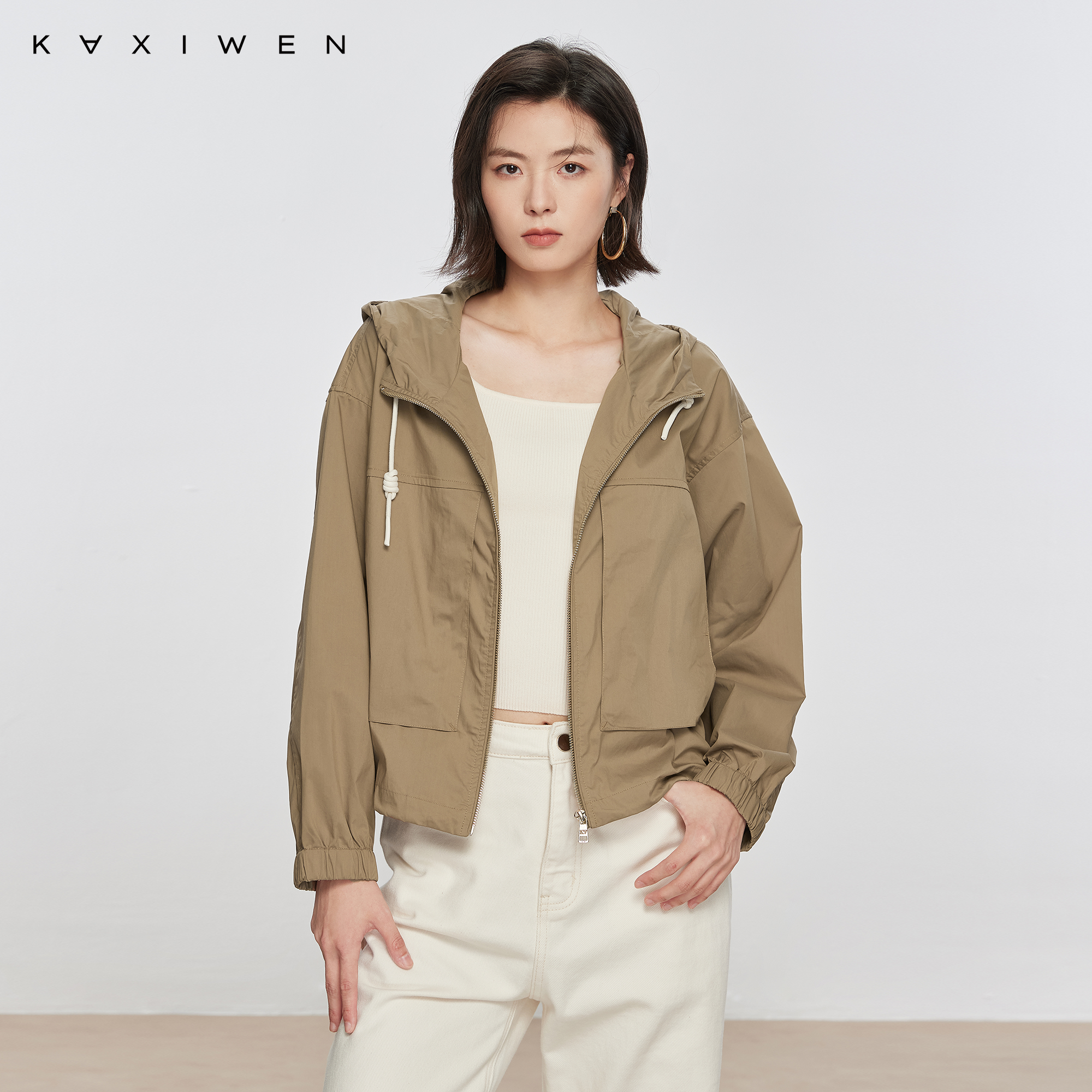 【达人专属】简约休闲短外套轻薄连帽蝙蝠袖上衣女X07BWS3007