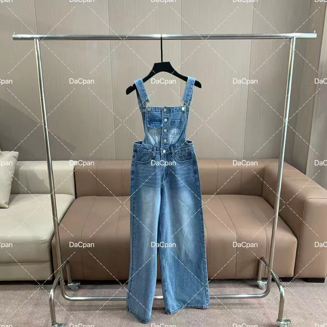 DACPAN-“海椰假日”复古洗水背带牛仔裤2025/盼·PP 8925