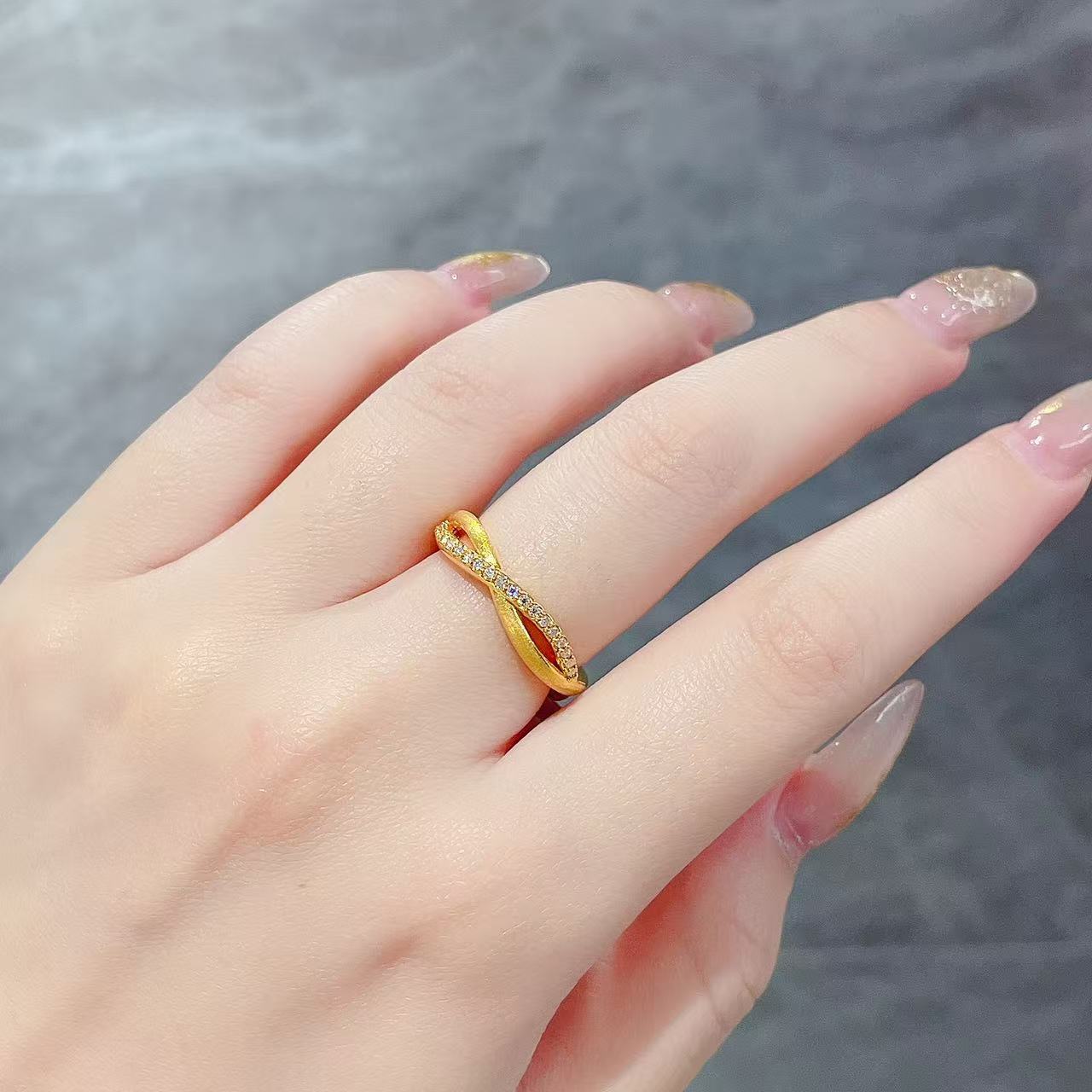 足金999 黄金首饰  5D镶嵌莫桑编号067款戒指