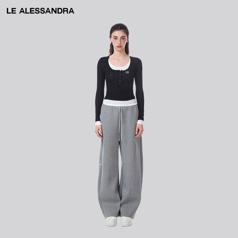 品牌直营 LE ALESSANDRA 春夏亨利假两件爱心上衣打底T恤
