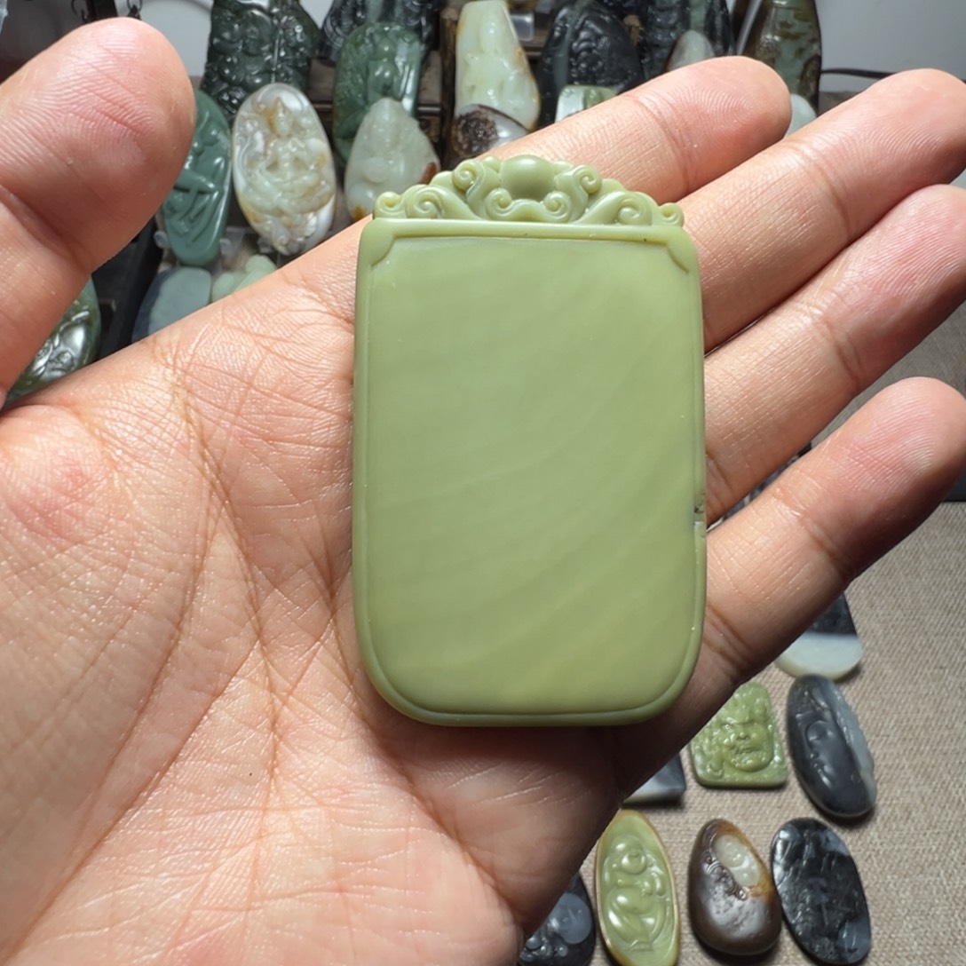 和田玉未镶嵌挂件无事牌