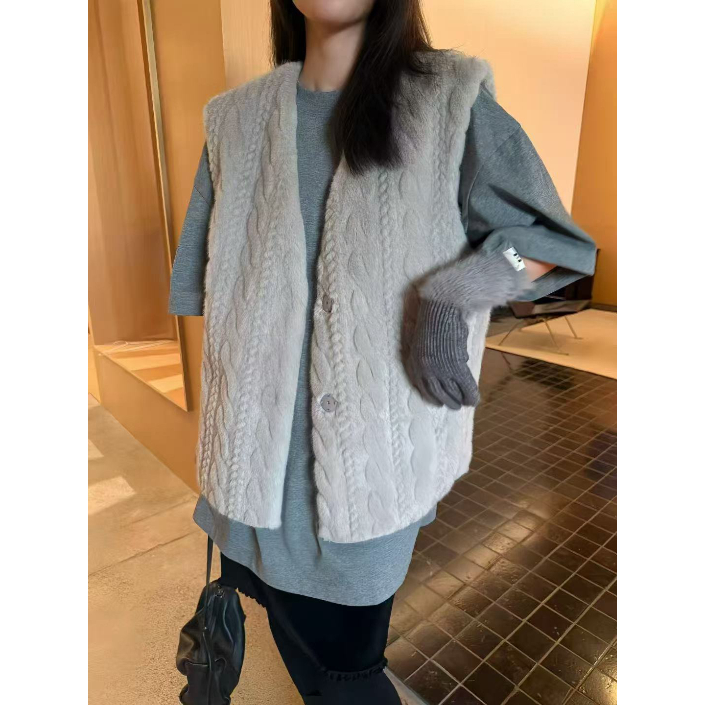 摩登 福（1md1f996#）是马甲- 毛毛一体麦穗百搭马甲12-25