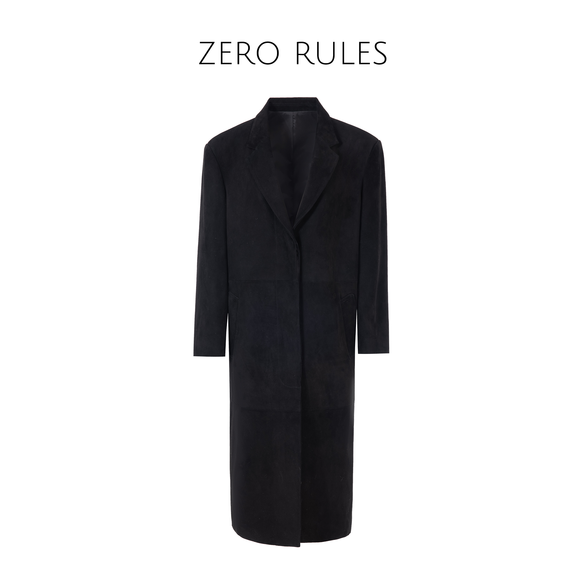 24122172【杨树林长款皮衣外套】Chao柔小胎羊反绒 奢线 真皮西装