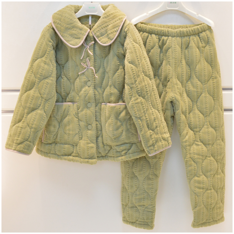 妮可雅品牌睡衣女士秋冬夹棉家居服21605