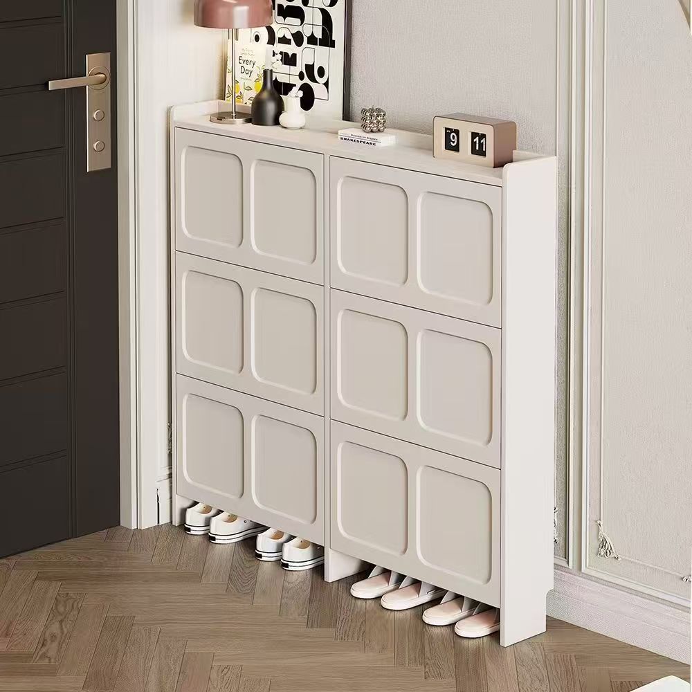 奶油风超薄翻斗鞋柜省空间大容量新款门口家用鞋柜简易组装玄关柜