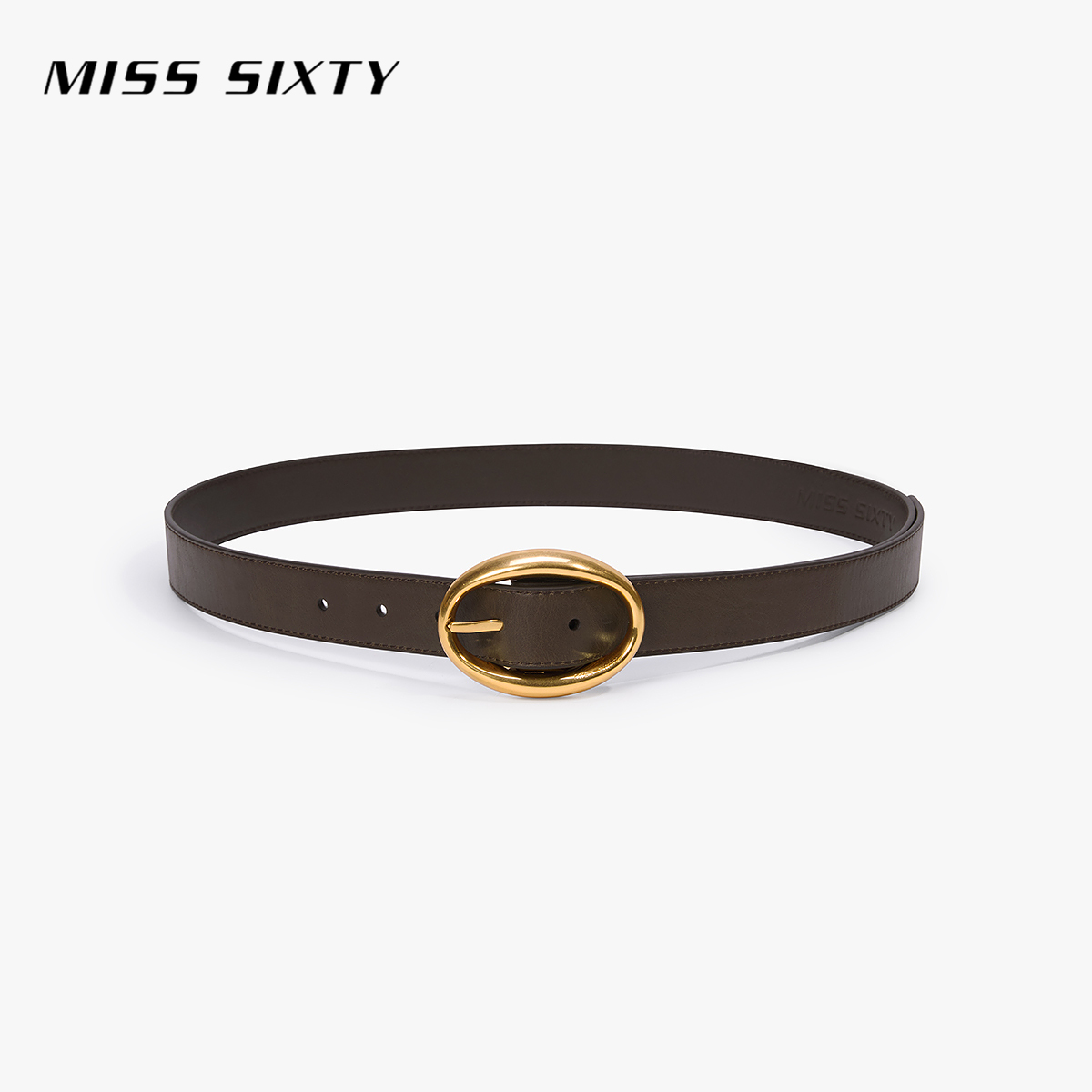 Miss Sixty2026春季新款真皮腰带女金属圆扣皮带针孔百搭高级感