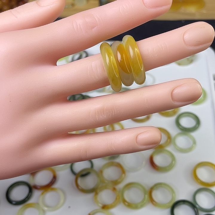 蛇纹石玉合金戒指17