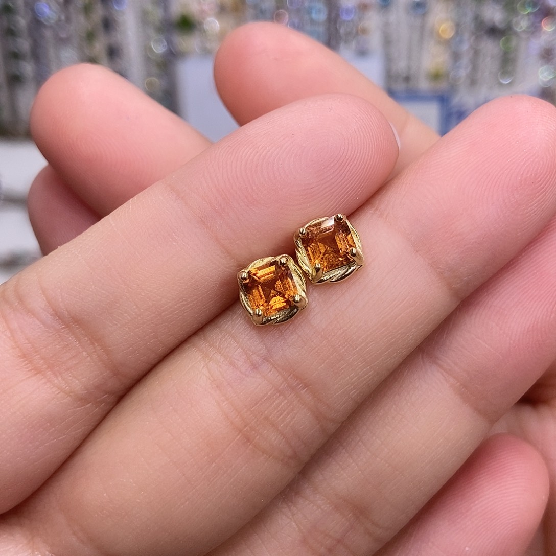 石榴石耳饰银S925镶嵌