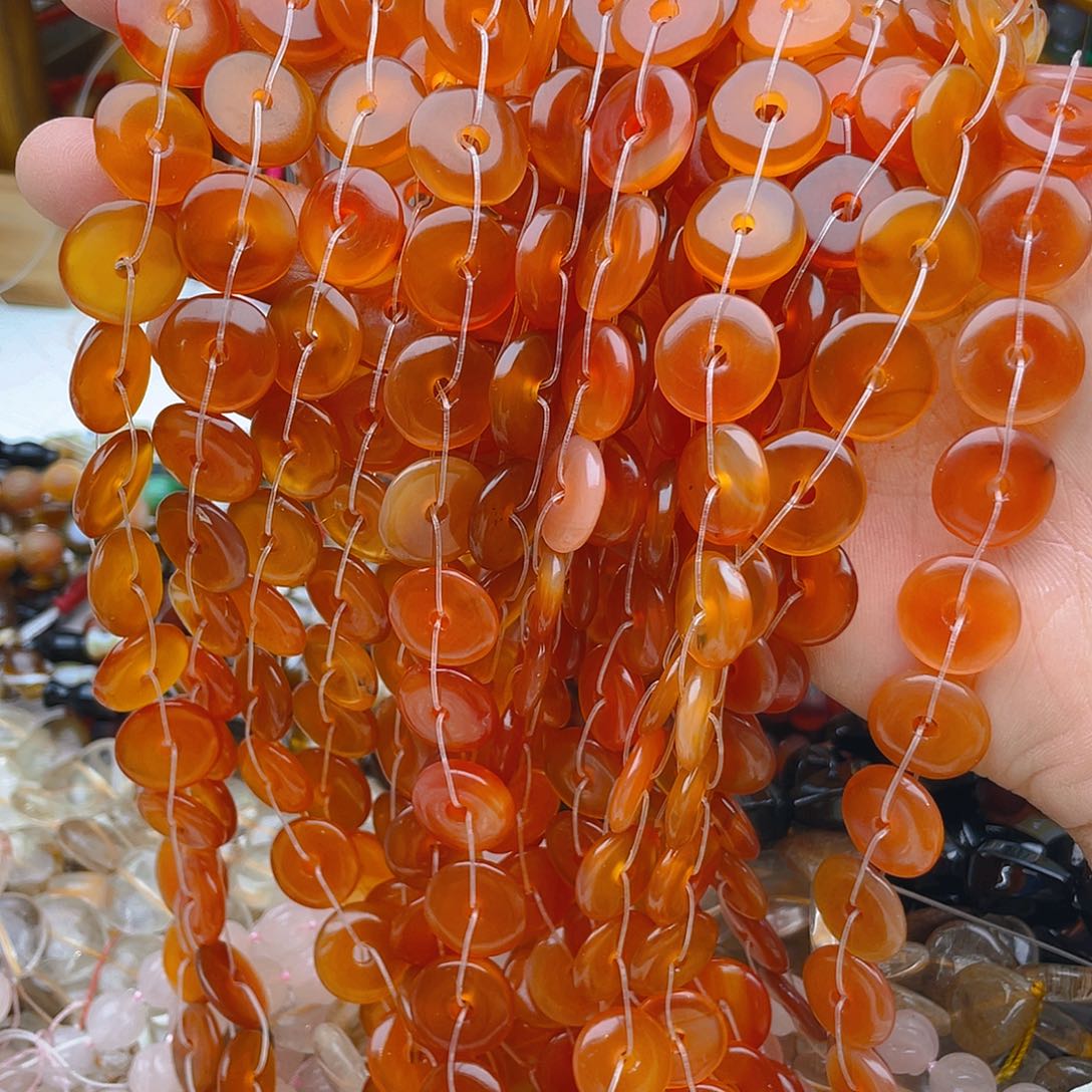 玛瑙/玉髓珠宝半成品未镶嵌玛瑙平安扣1条卡15