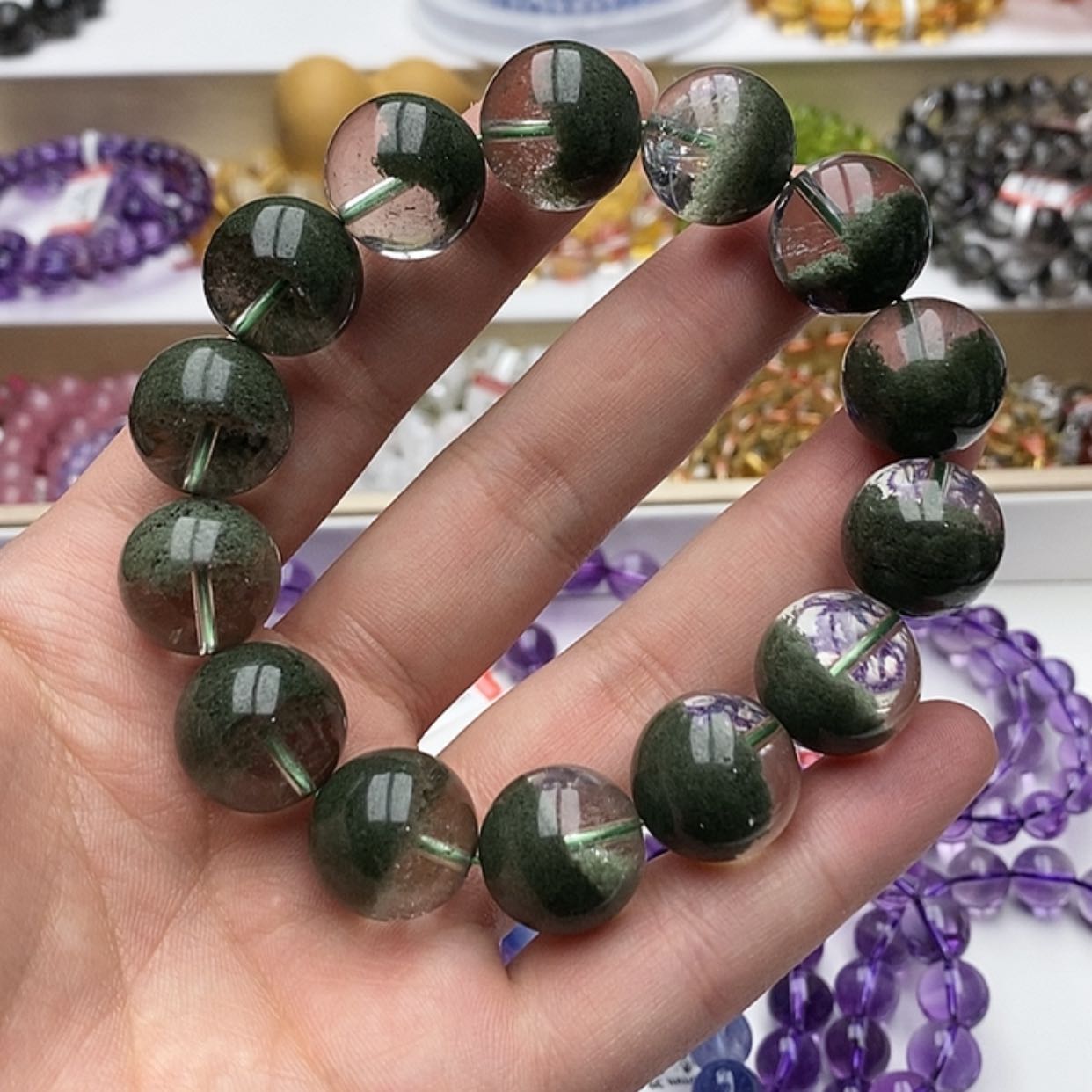 【闪购商品】水晶手链未镶嵌绿幽灵聚宝盆