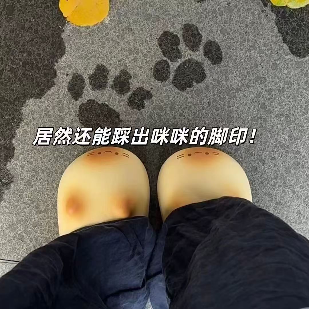 小猫咪棉拖鞋女防水防滑室内外两穿秋冬可爱包跟踩屎感厚底棉拖