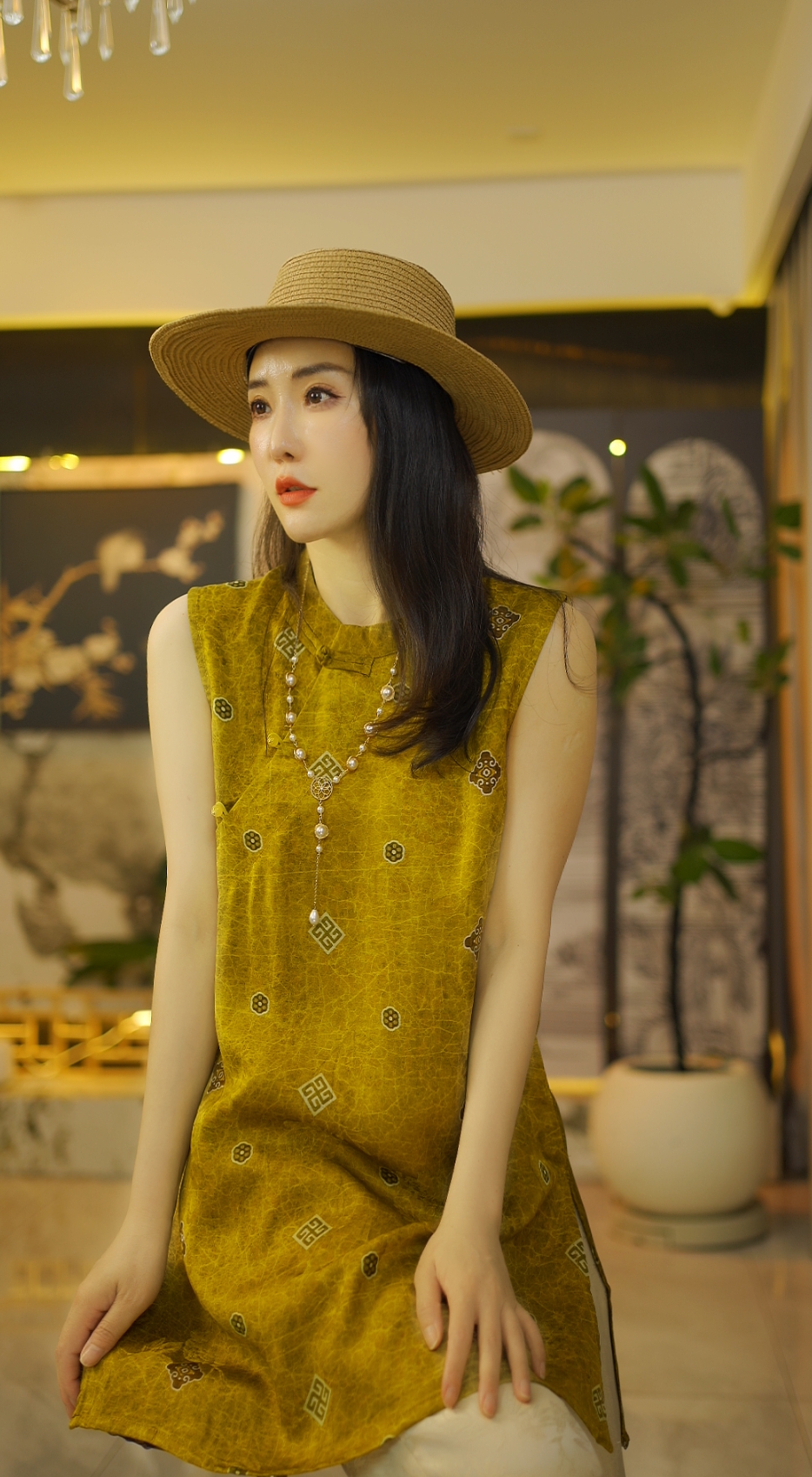 （招财进宝）国风连衣裙短袖老钱风复古提花上衣