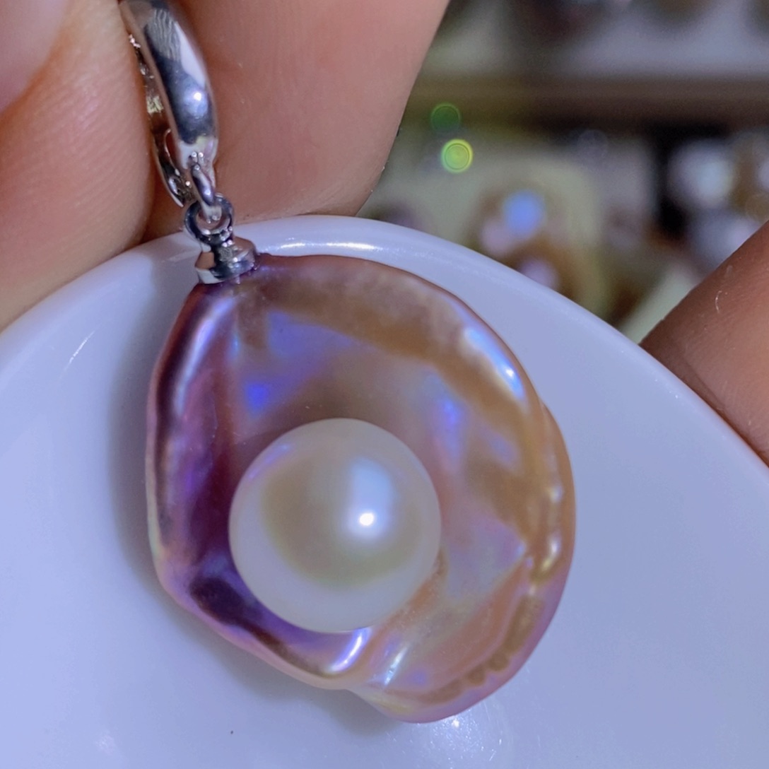 银S925镶嵌天然淡水珍珠淡水珍珠