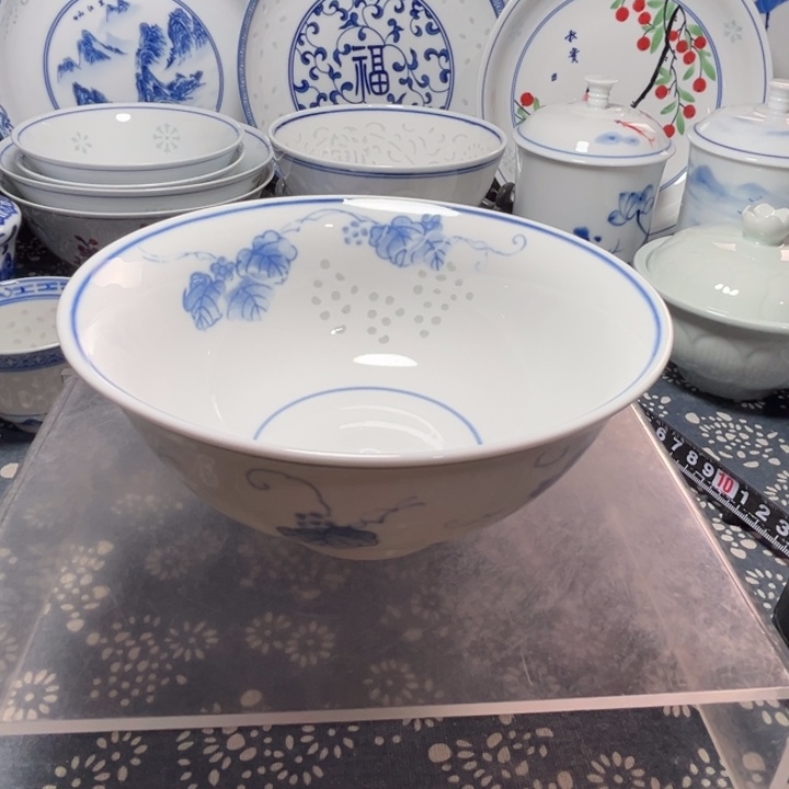 陶青花玲珑6寸葡萄面碗