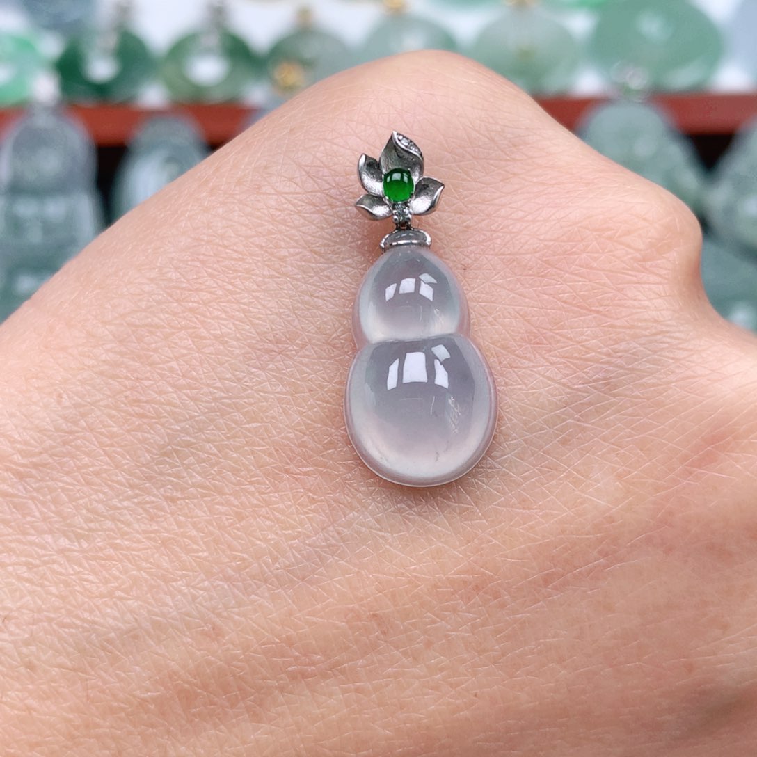 翡翠吊坠(不含链)18K金镶嵌