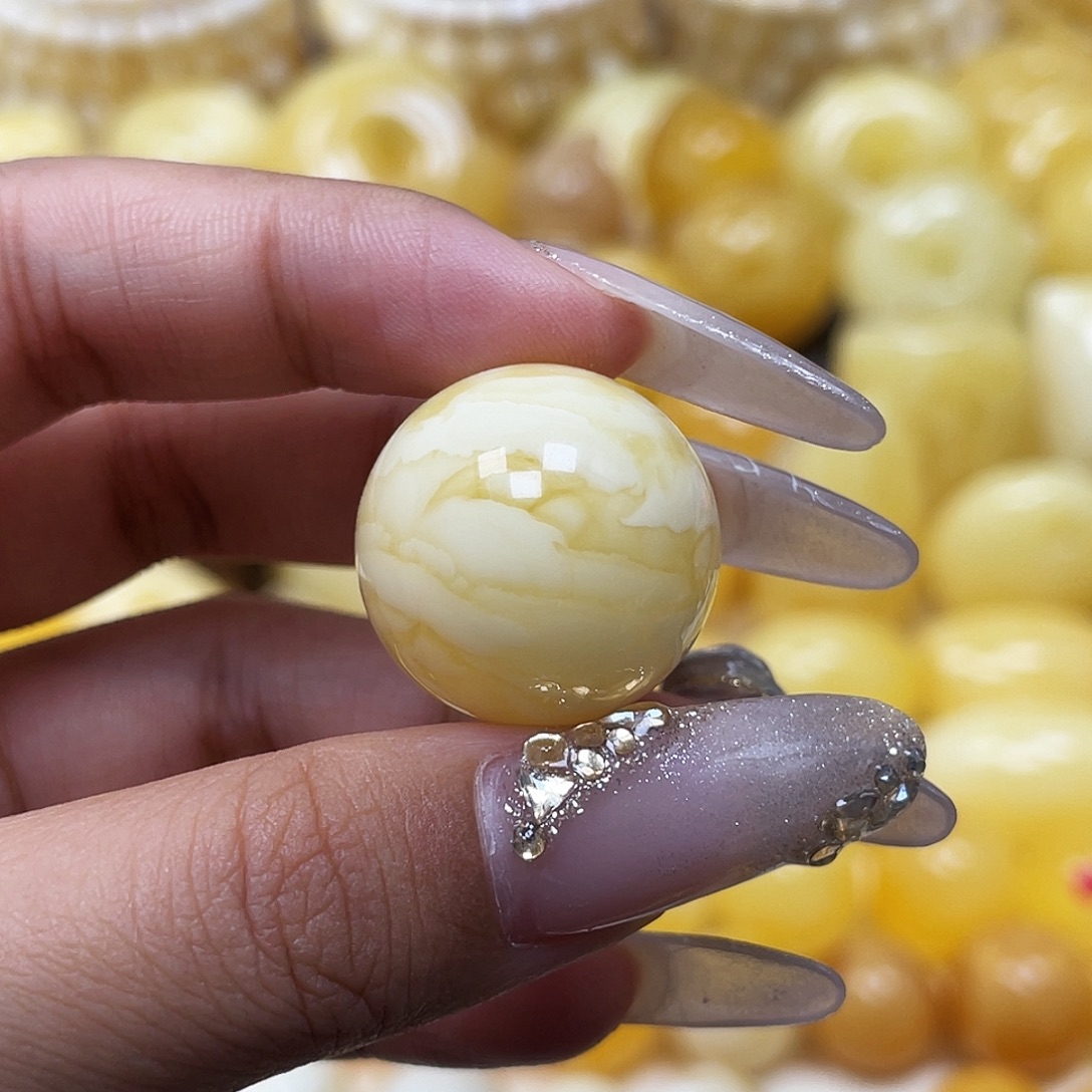 琥珀未镶嵌裸石21.5mm金瓷白千层虎皮