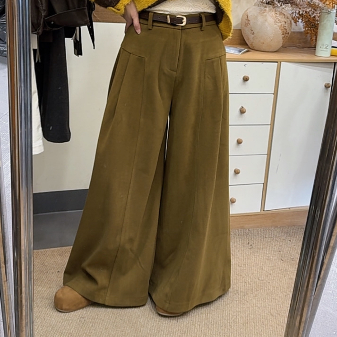 【加厚显瘦神裤】冬高腰显瘦百搭压褶垂感呢子裤 高级皮衣百搭长裤